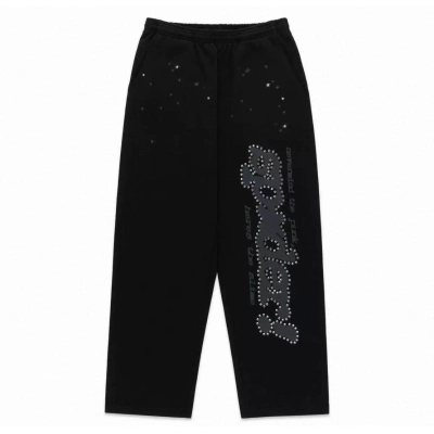 Bstsneaker-Sp5der Rhinestone Punk V2 Sweatpant Black 160 01