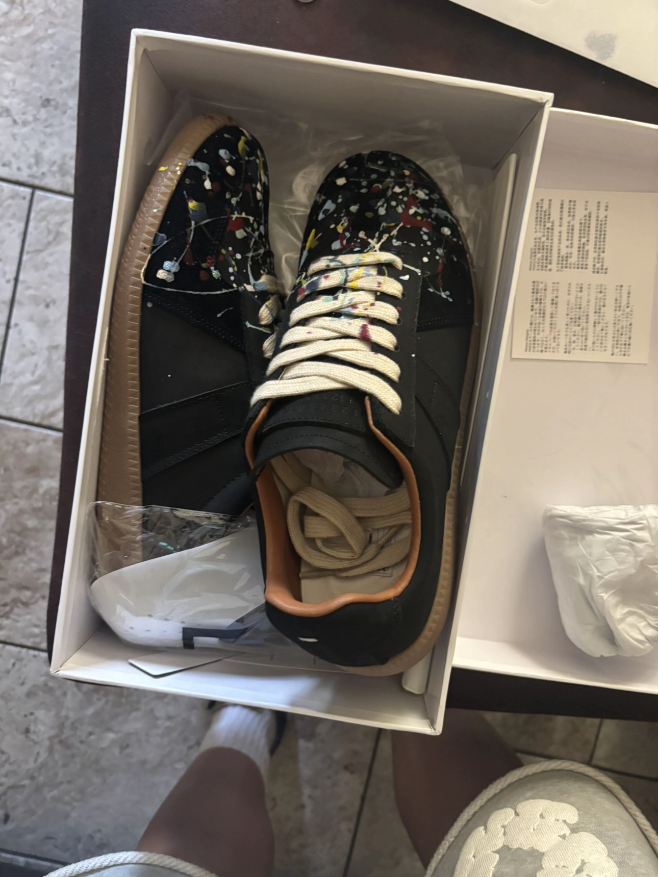 Bstsneaker-Maison Margiela Black Paint Replica Sneakers  review andrew