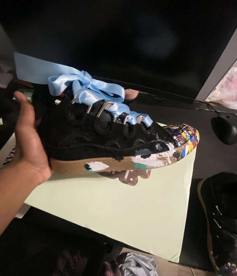 Bstsneaker-Lanvin Leather Curb Gallery Dept Black Multi FM-SKRK11-DRGD-P2210S1 review Rich Treasure 01