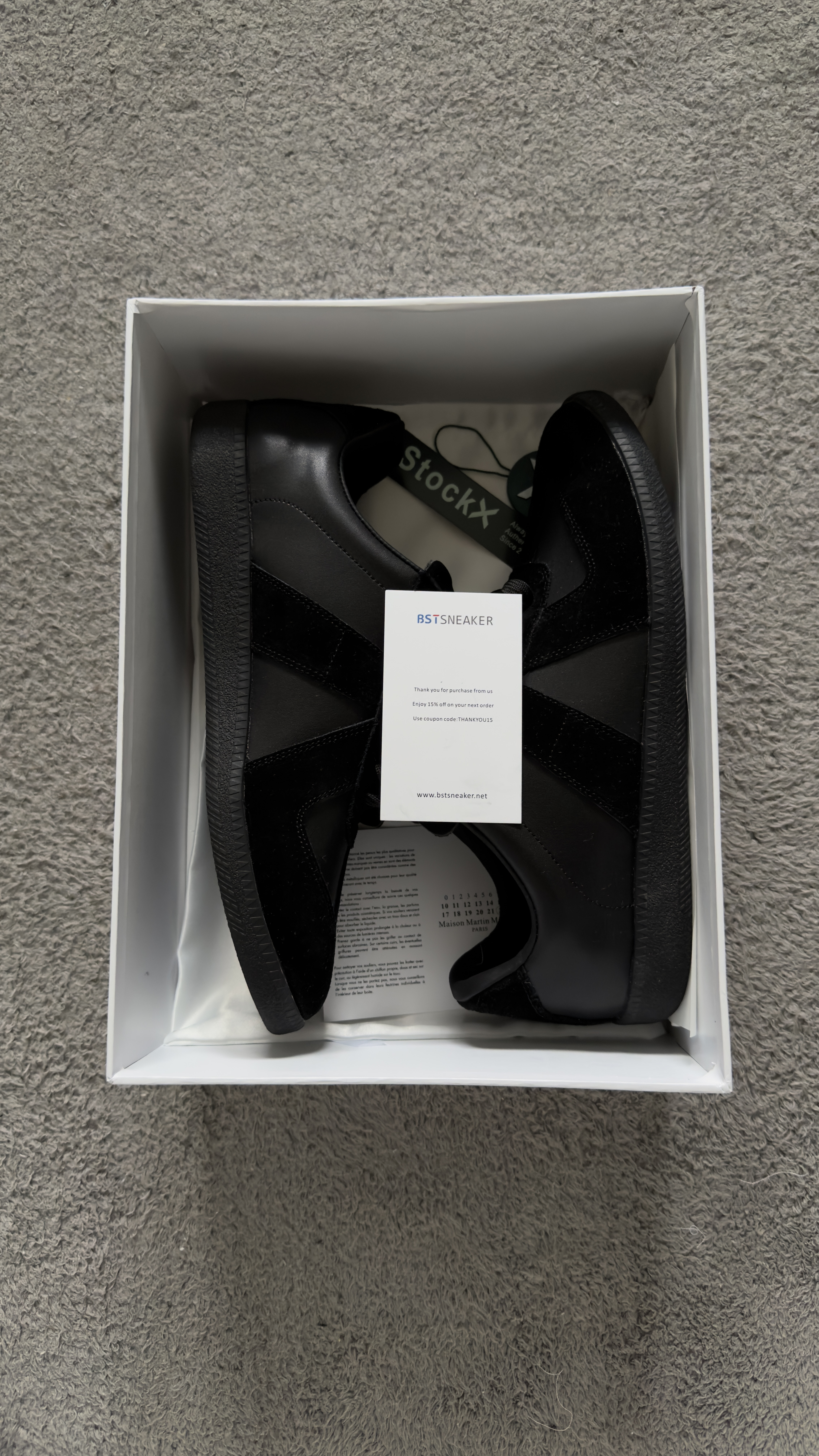 Bstsneaker-Maison Margiela Black Replica Leather Suede Low-Top Sneakers review 4