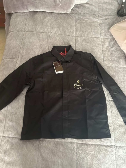 Bstsneaker-GUCCI Cotton twill shirt Dark Blue 360 review 