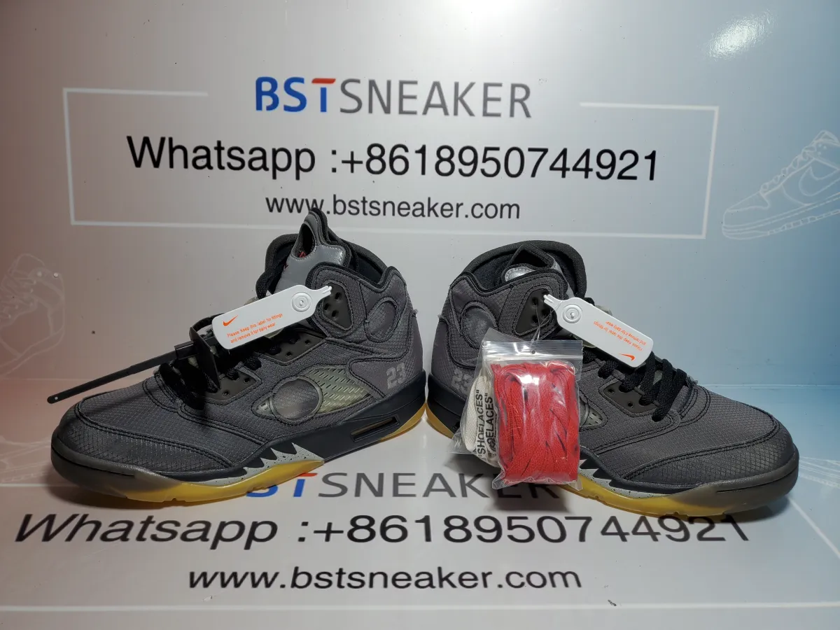 Best Nike Air Jordan 5 Retro Off-White Black reps quality check pics from bstsneaker.com
