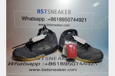 Best Nike Air Jordan 5 Retro Off-White Black reps quality check pics from bstsneaker.com