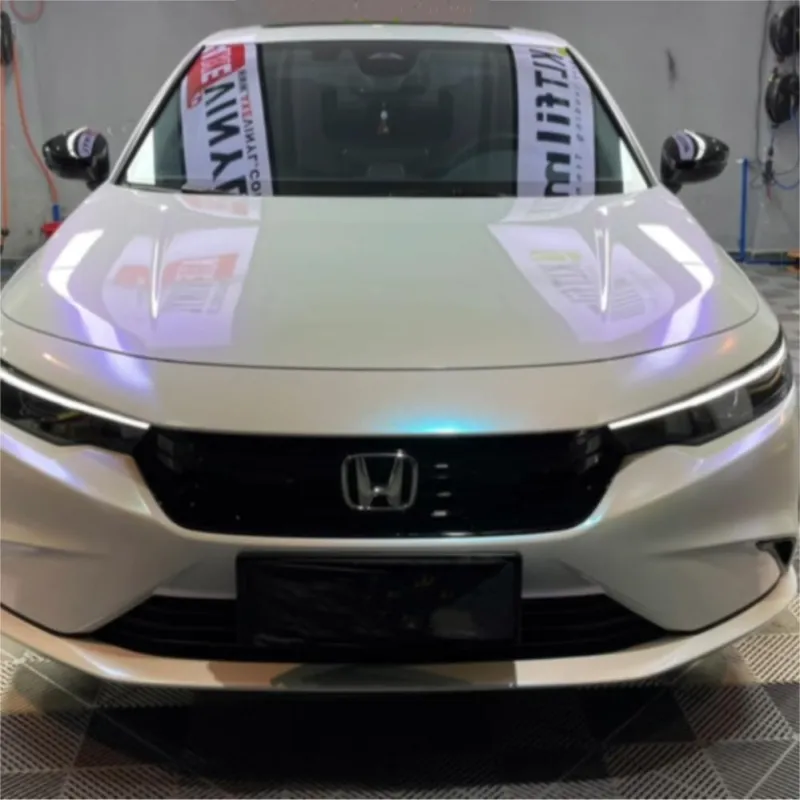 Glossy Diamond Blue White Vinyl Car Wrap K-4019