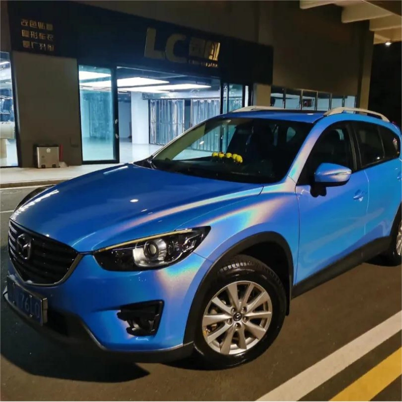 Glossy Laser Blue Vinyl Car Wrap K-3006 02