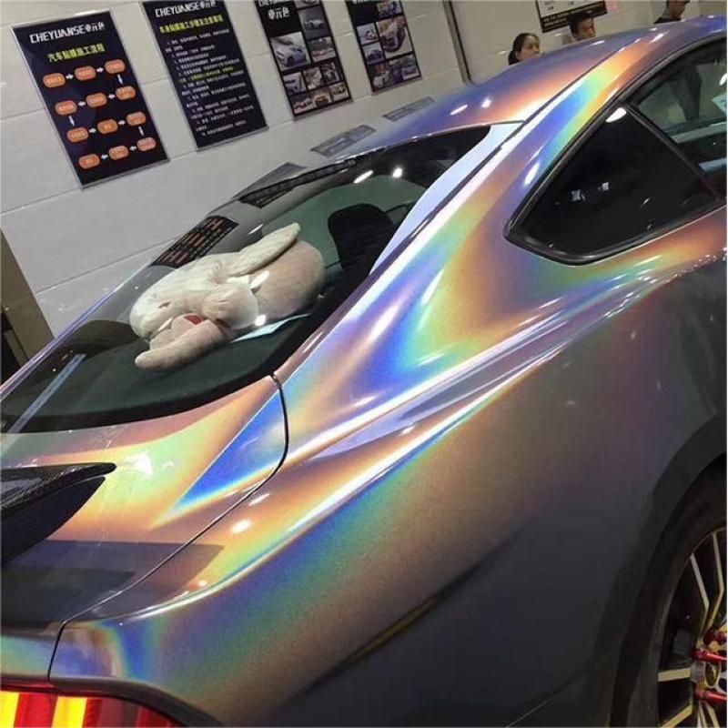 Glossy Rainbow Laser Grey Vinyl Car Wrap K-3001