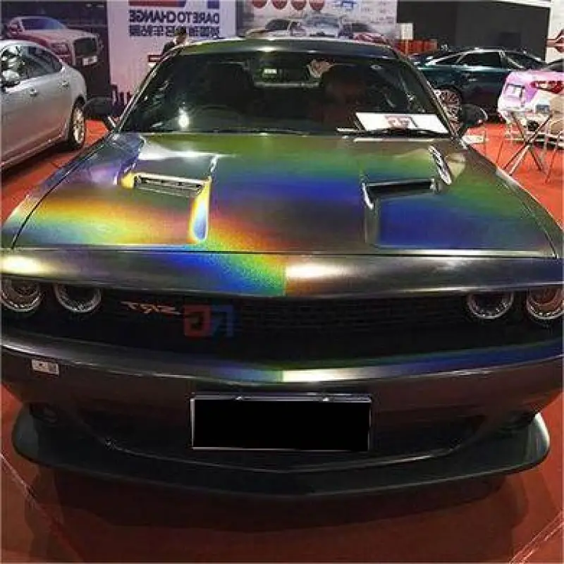 Glossy Rainbow Laser Grey Vinyl Car Wrap K-3001
