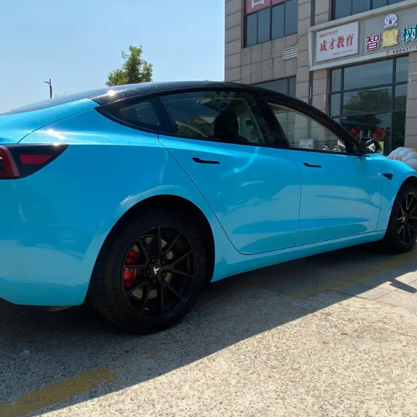 Sparkle Sky Blue Vinyl Car Wrap K-4031