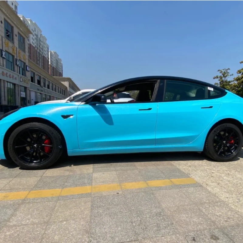 Sparkle Sky Blue Vinyl Car Wrap K-4031 02