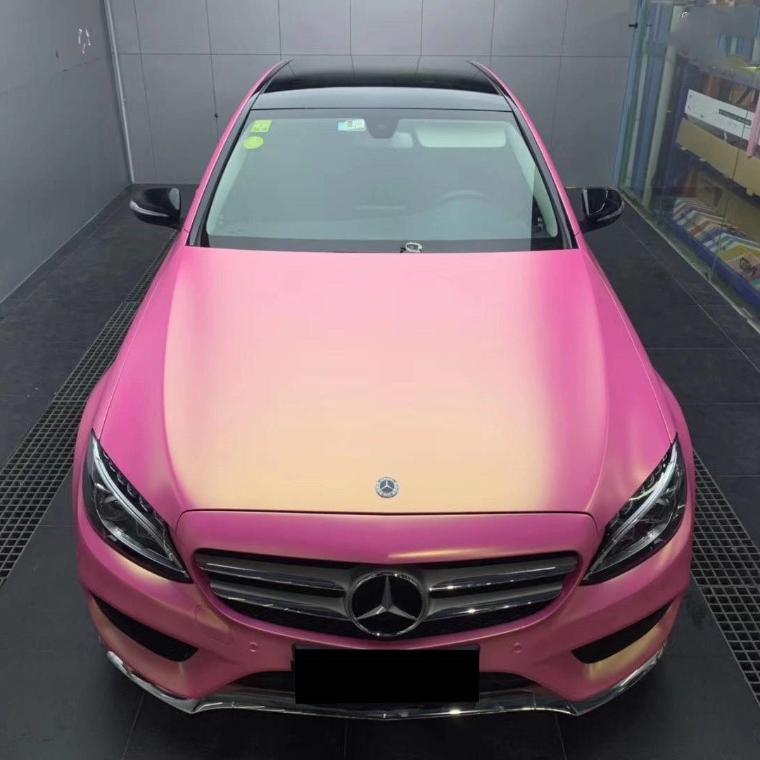 Matte Diamond Gold Pink Vinyl Car Wrap K-4003