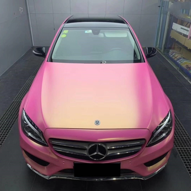Matte Diamond Gold Pink Vinyl Car Wrap K-4003 02