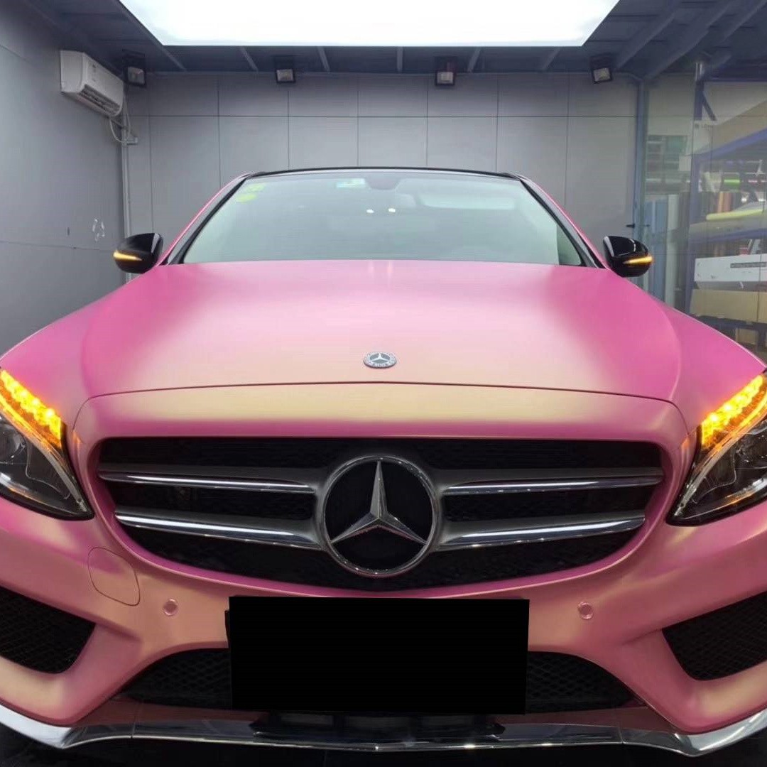 Matte Diamond Gold Pink Vinyl Car Wrap K-4003