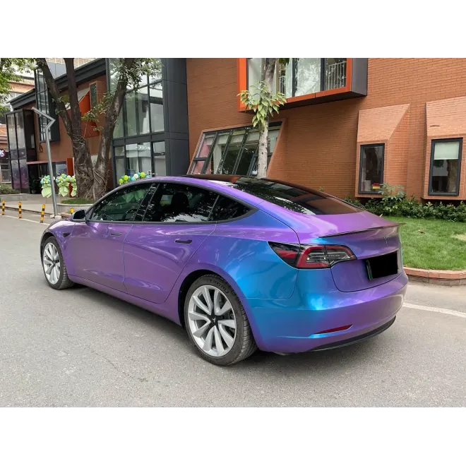Best Glossy Auroral Blue Purple Vinyl Car Wrap K-4033