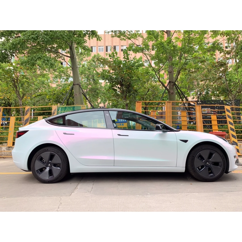 Glossy Diamond Pink White Vinyl Car Wrap K-4018 02