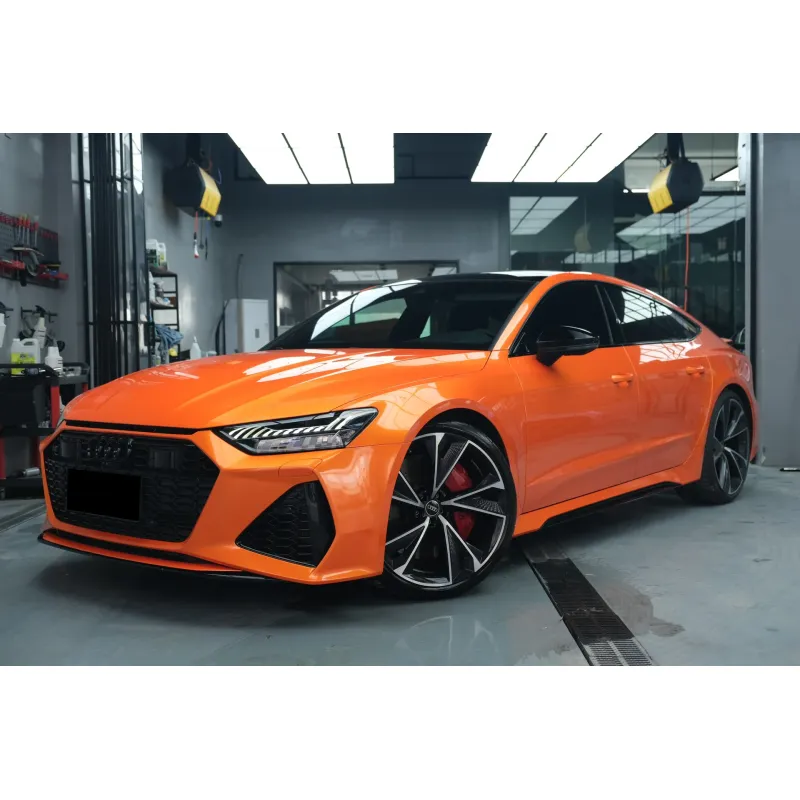 Car Original Color Glossy Compete Speed Orange Vinyl Car Wrap For Audi A4L 02