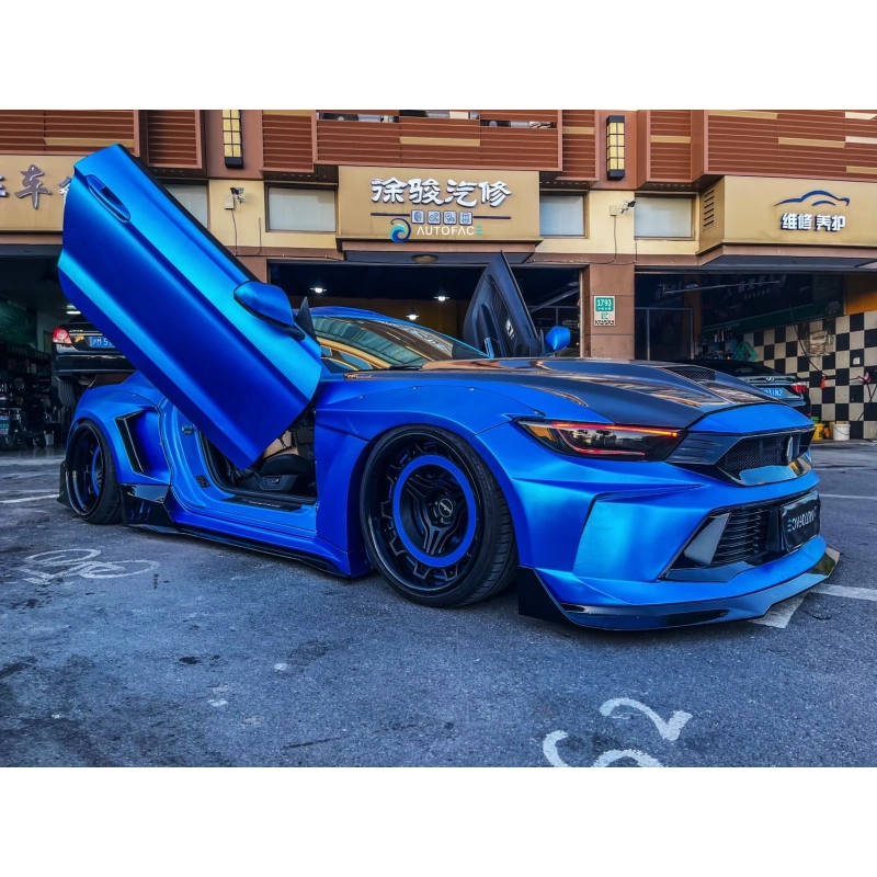 Matte Chrome Blue Vinyl Car Wrap For Ford Mustang K-1028 02