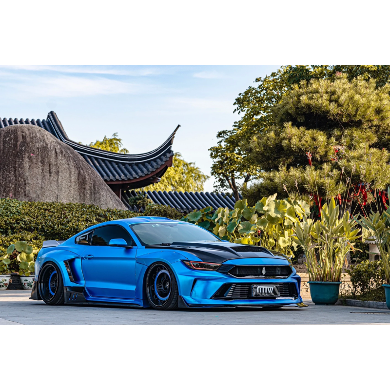 Matte Chrome Blue Vinyl Car Wrap For Ford Mustang K-1028