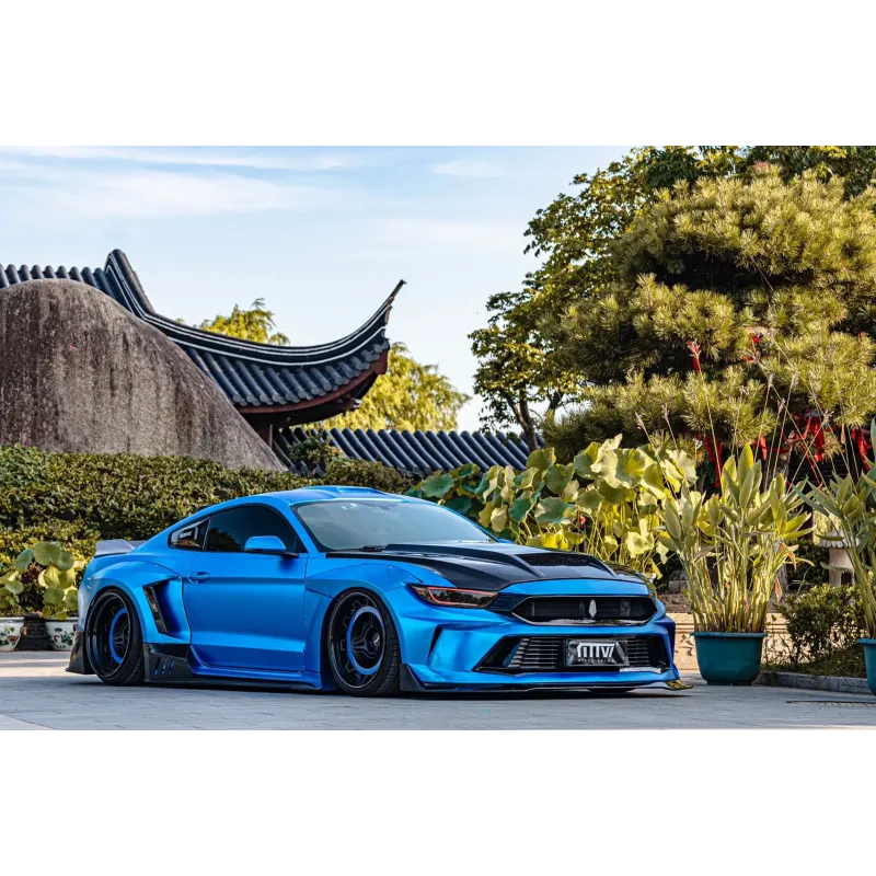 Matte Chrome Blue Vinyl Car Wrap For Ford Mustang K-1028