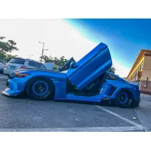Matte Chrome Blue Vinyl Car Wrap For Ford Mustang K-1028