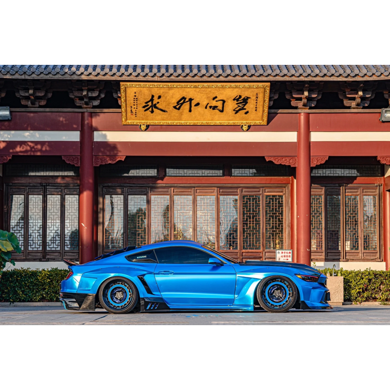 Matte Chrome Blue Vinyl Car Wrap For Ford Mustang K-1028