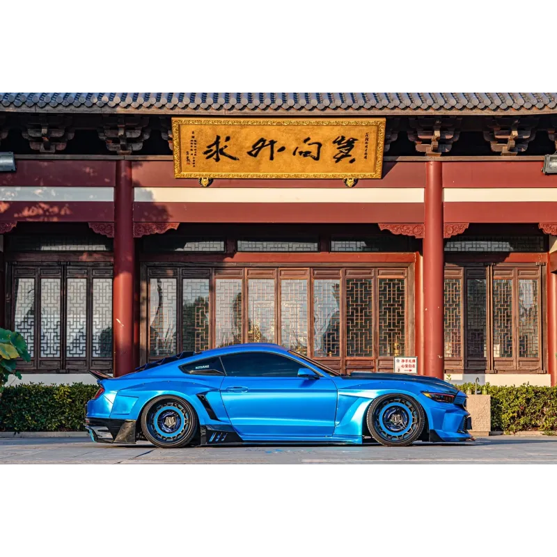 Matte Chrome Blue Vinyl Car Wrap For Ford Mustang K-1028