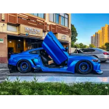 Matte Chrome Blue Vinyl Car Wrap For Ford Mustang K-1028