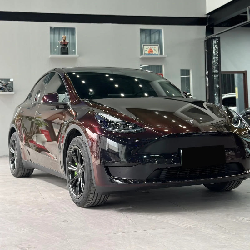 Glossy Diamond Black Red Vinyl Car Wrap K-4010 02