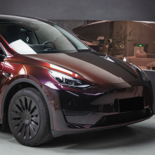 Glossy Diamond Black Red Vinyl Car Wrap K-4010