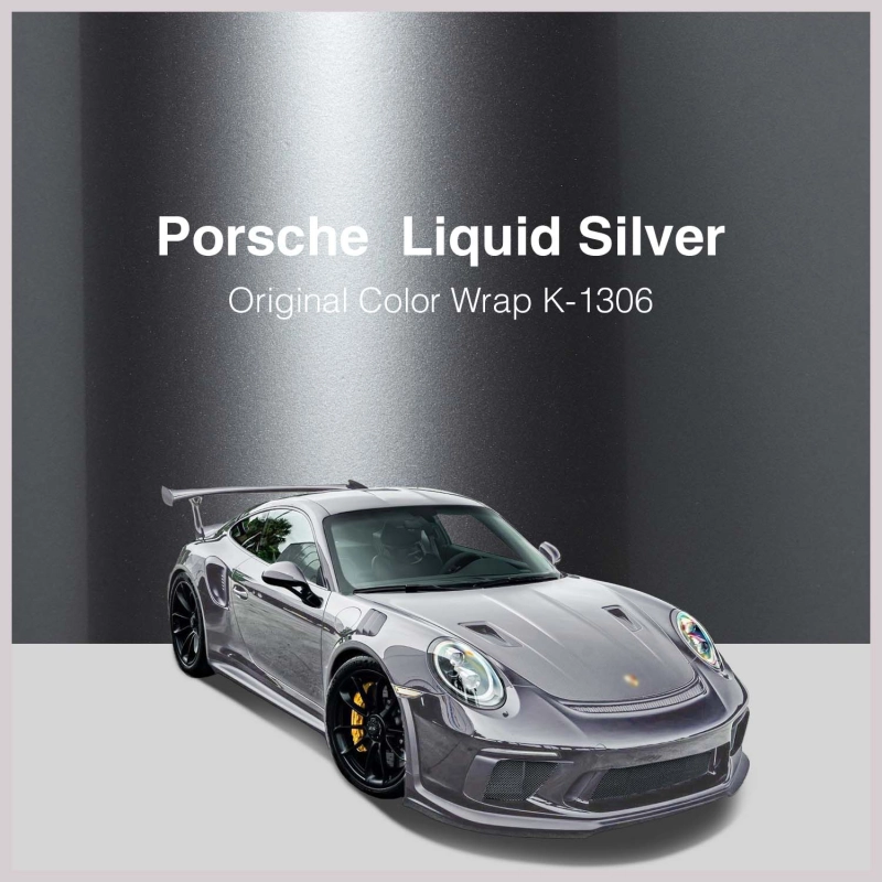 Glossy Liquid Silver Vinyl Car Wrap K-1306 02