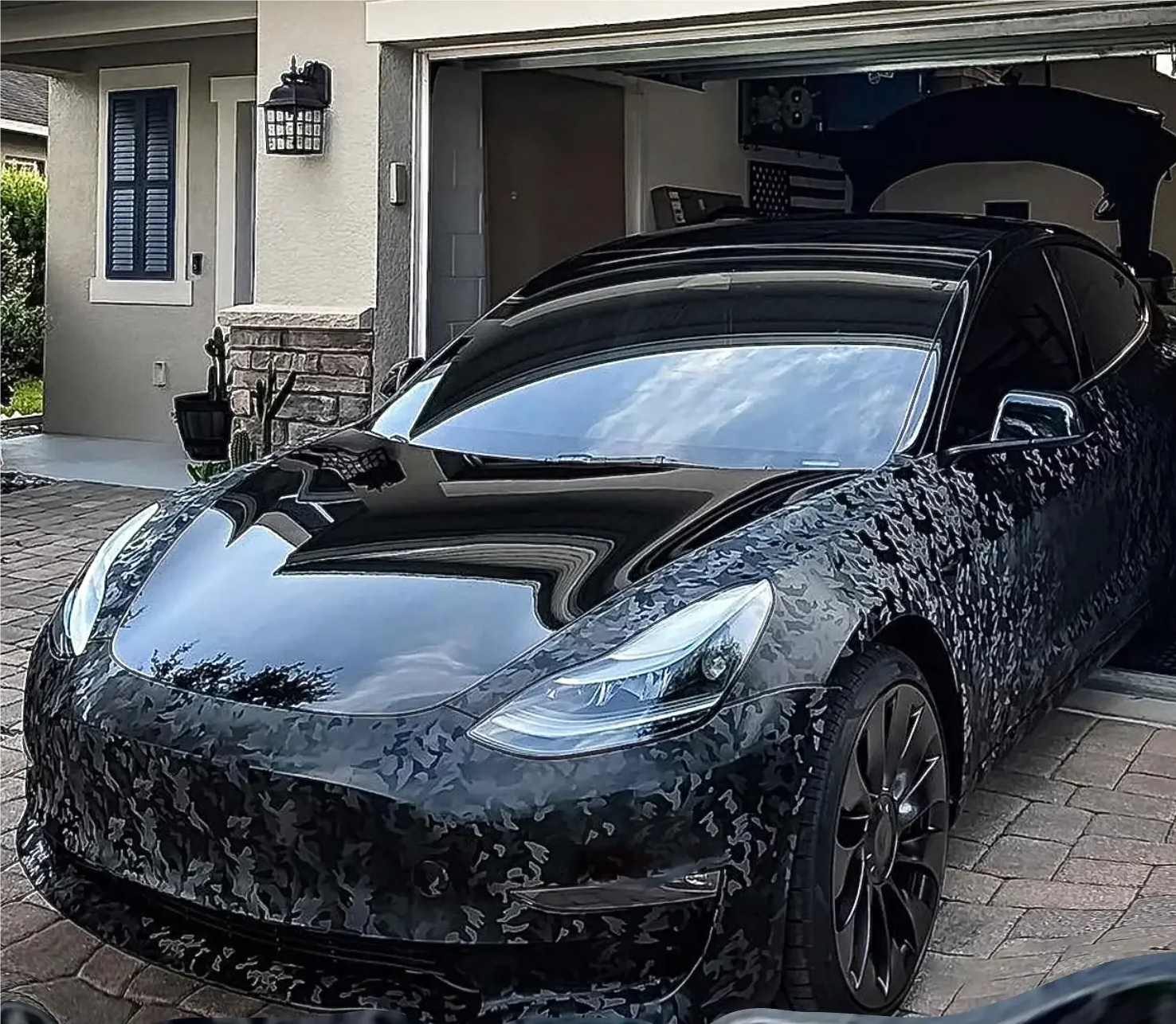3D Ghost Camouflage Black Vinyl Car Wrap K-9503