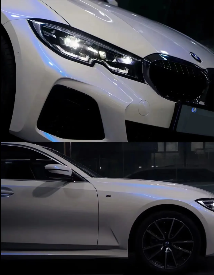 Glossy White To Blue Vinyl Car Wrap K-9304