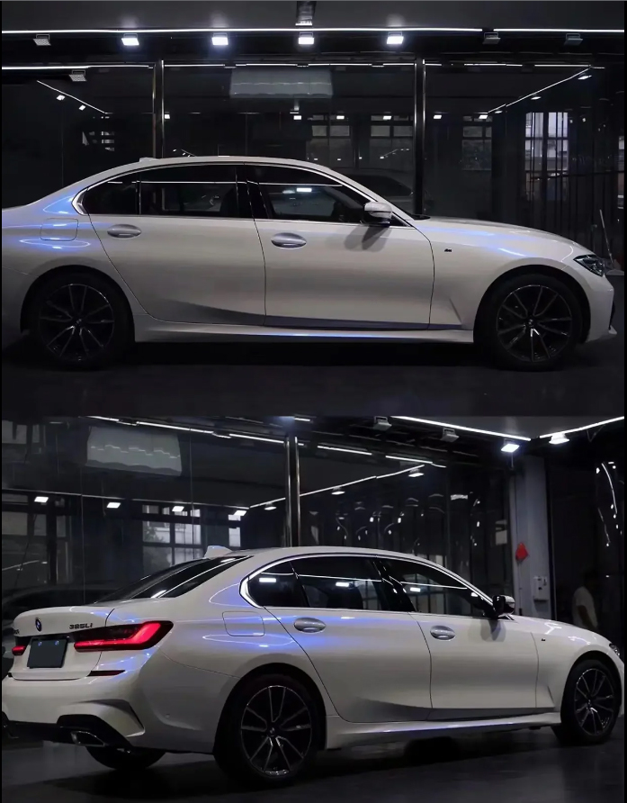 Glossy White To Blue Vinyl Car Wrap K-9304