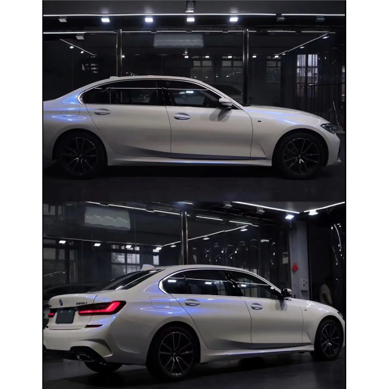 Glossy White To Blue Vinyl Car Wrap K-9304