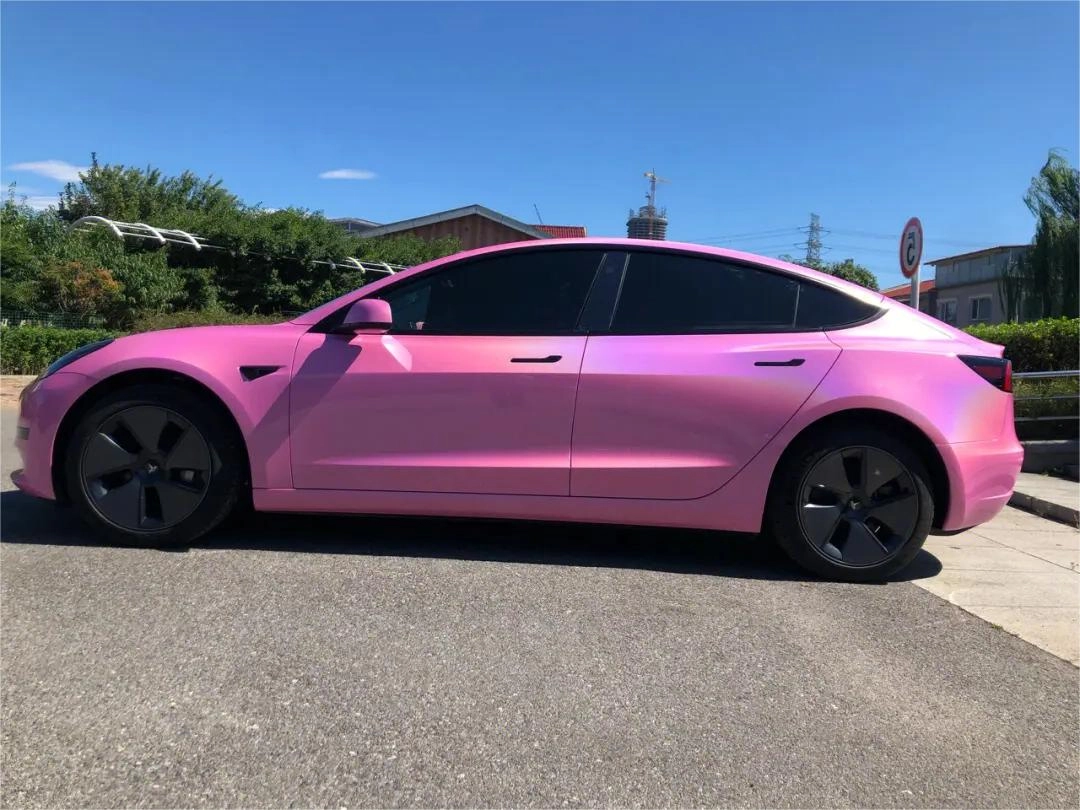 Glossy Laser Pink Vinyl Car Wrap K-3007 | Tesla