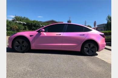 Glossy Laser Pink Vinyl Car Wrap K-3007 | Tesla