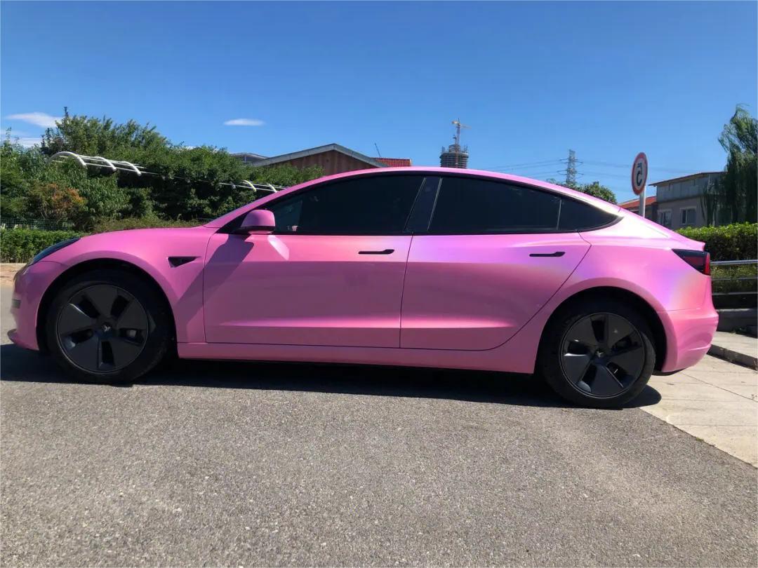 Glossy Laser Pink Vinyl Car Wrap K-3007 | Tesla
