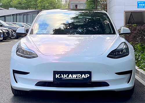 Glossy White to Red Vinyl Car Wrap K-9302