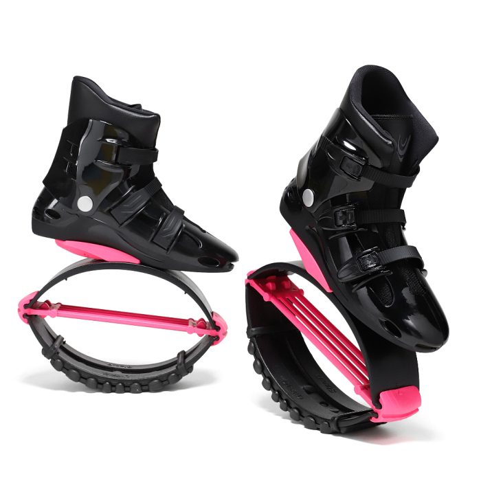 SYJ4 New Kangaroo Jump Shoes Upgrade 4T Spring Stilts Adult Anti-Gravity Running Sports Shoes Indoor Fitness Body Bounce Boots black+pink