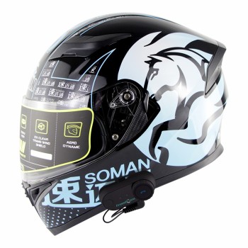 Bluetooth Helmets-Colorful blue tooth impermeable modular  SM960 blue
