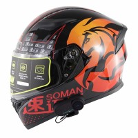 Bluetooth Helmets-Colorful blue tooth impermeable modular  SM960 red