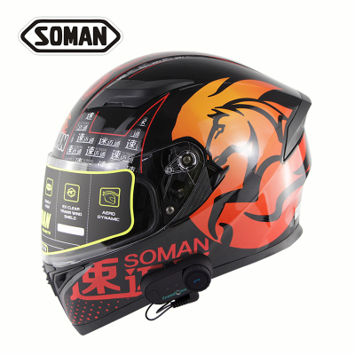 Bluetooth Helmets-Colorful blue tooth impermeable modular  SM960 red
