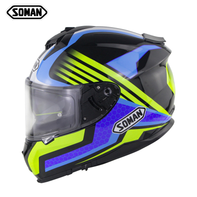 Full Face Helmet-ECE&DOT Soman  casco Double Lens capacetes SM961 green