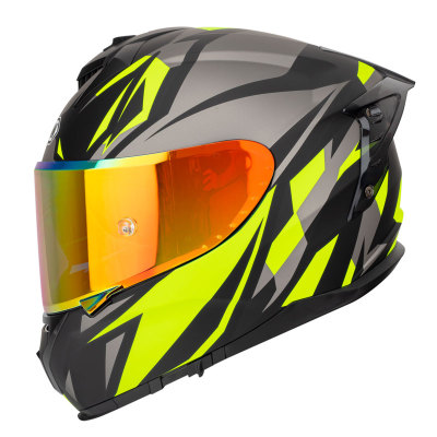 Full Face Helmet-Bluetooth BT Earphone Intercom Double Visor Lens SM961 Green