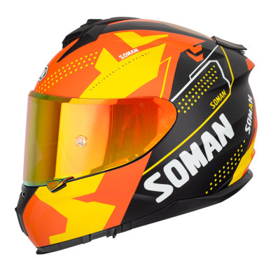 Full Face Helmet-Bluetooth BT Earphone Intercom Double Visor Lens SM961 orange