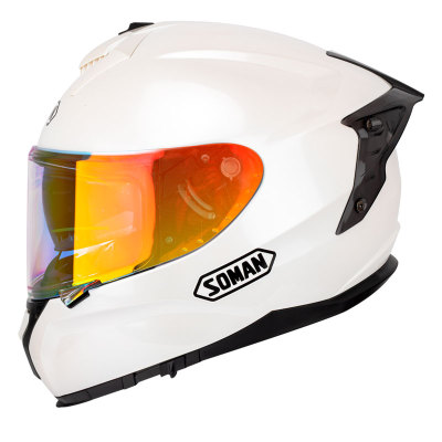 Full Face Helmet-Bluetooth BT Earphone Intercom Double Visor Lens SM961 White