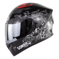 Full Face Helmet - DOT Approved Dual Lens Flip Cover Soman SM960 8lmmortal silver