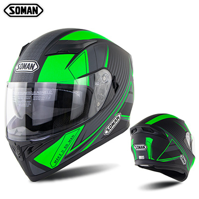 Full Face Helmet-Double Lens  DOT&ECE Approval SM960 speedplus green