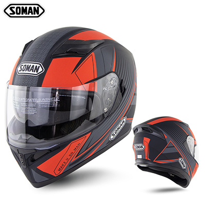 Full Face Helmet-Double Lens  DOT&ECE Approval SM960 speedplus red