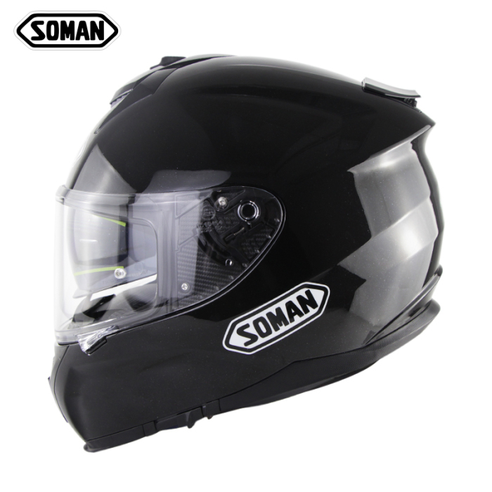 Full Face Helmet-ECE&DOT Soman  casco Double Lens capacetes SM961 black