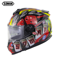 Full Face Helmet-ECE&DOT Soman  casco Double Lens capacetes SM961 Fpls king
